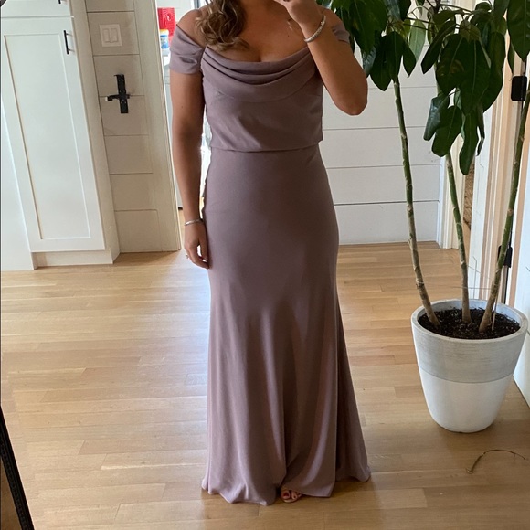 LIKE NEW 8 Jenny Yoo Fig Stretch Crepe 1511 Sabine Dress Size 8 - Picture 3 of 16